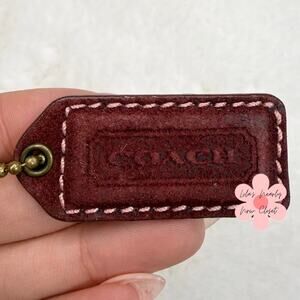 1.5" y2k COACH Vintage Suede Leather Fob Bag Charm Hang tag Hangtag